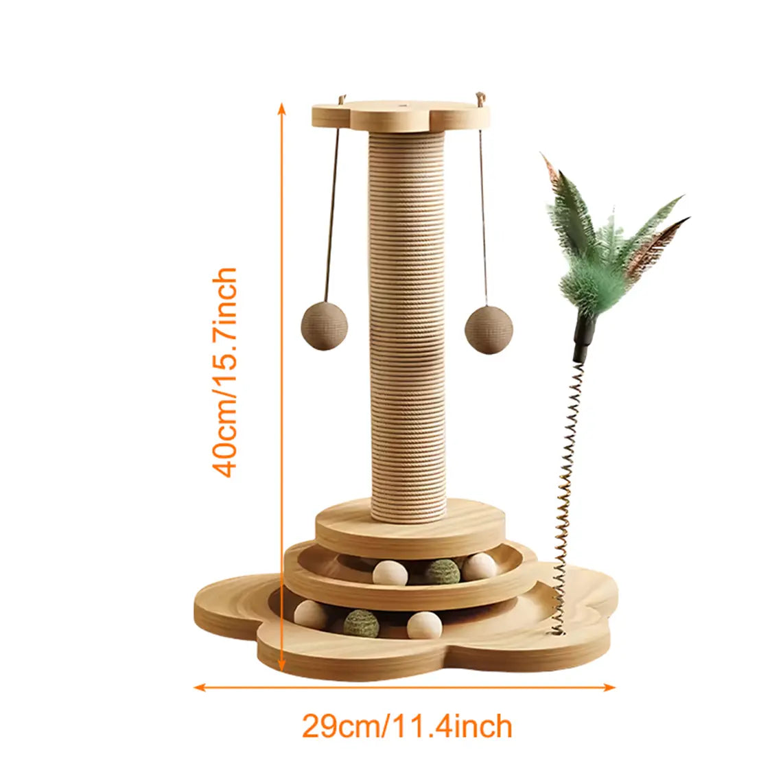 Solid Wood Standing Cat Climbing Tower - Scratcher Board, Vertical Scratcher, Scratching Post, Interactive Toy for Felines That Encourages Climbing, Enhances Playtime, Keeps Feline Entertained