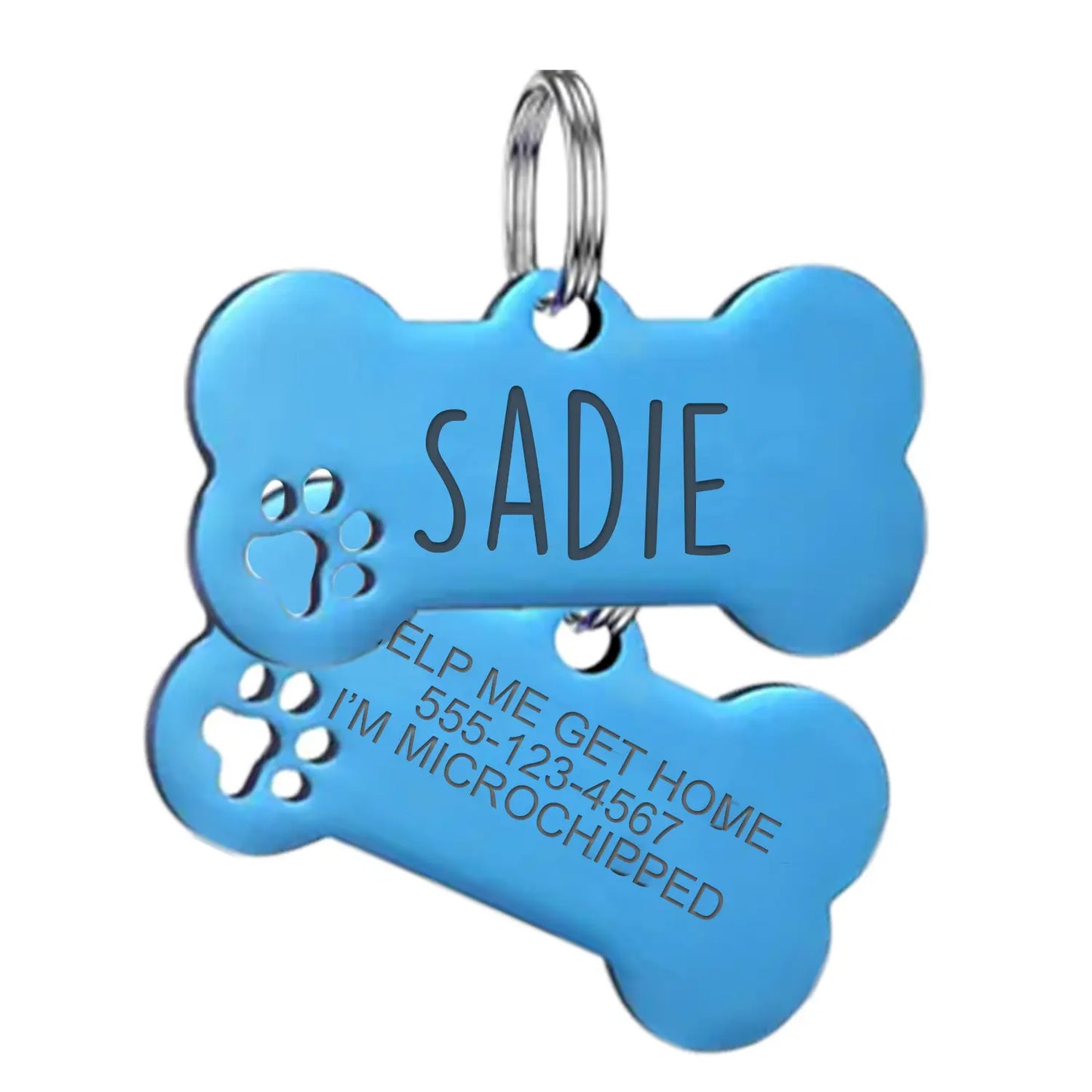 Custom Engraved Stainless Steel Dog Tag, Personalized Bone Pet ID Tag for Dogs & Cats, Metal Collar Name Tag with Split Ring, Pet Accessories