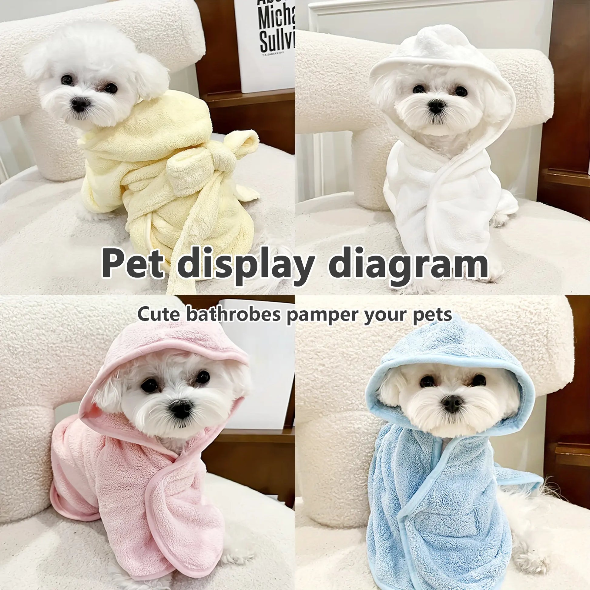 Super Absorbent and Cute Pet Bathrobes for Small Dogs, Puppy and Cats - Quick-Drying, Soft, Comfortable for All Seasons, Absorbent Bath Towels for Cats and Dogs, Quick-Drying Bathrobes with Secure Closure