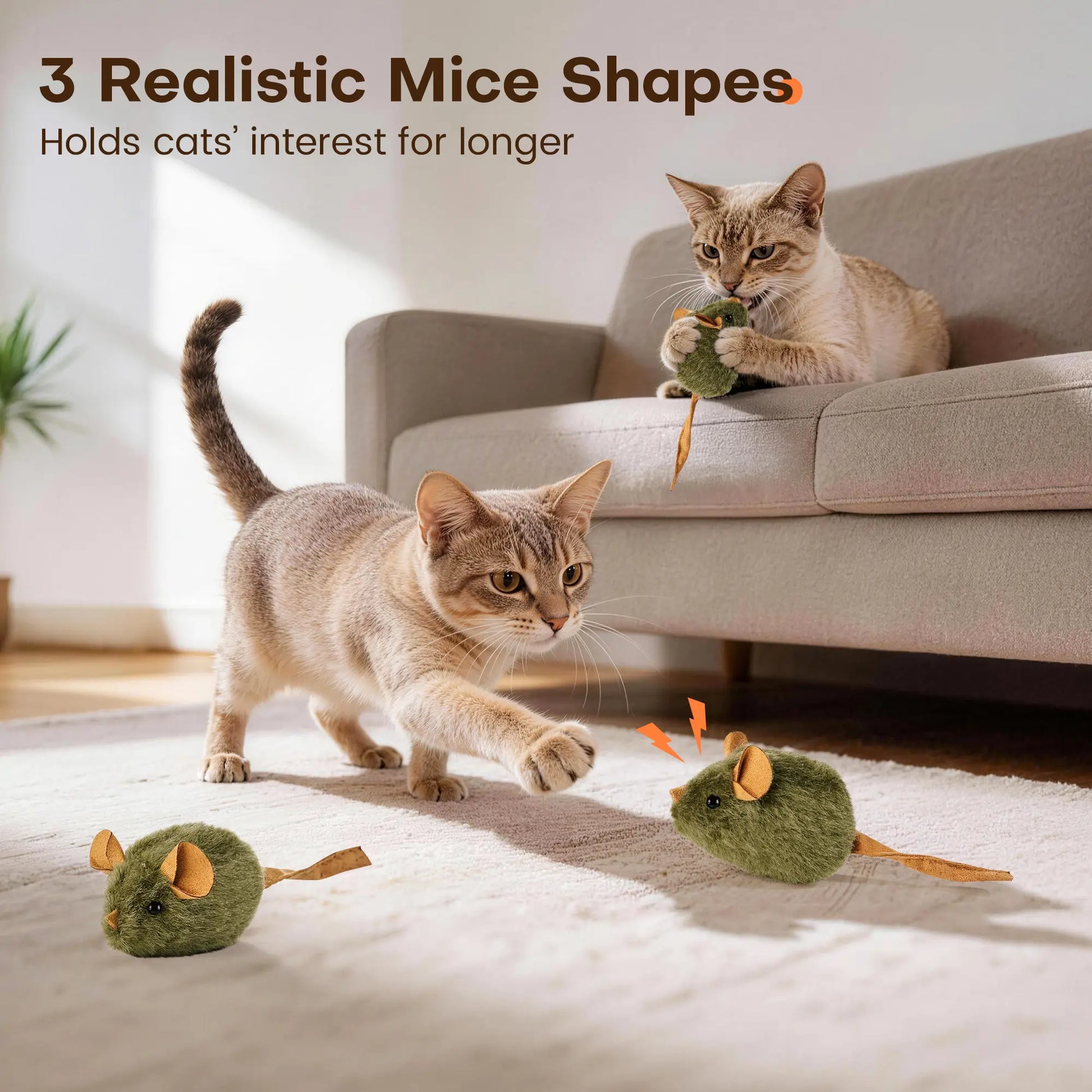 Potaroma 3-Pack Plush Cat Toys with Catnip - Squeaky Interactive Play for Kittens, Adults, and Senior Cats