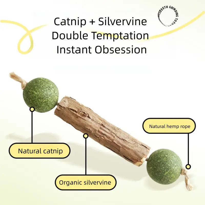 6-Pcs Natural Silvervine & Catnip Dental Chew Sticks for Cats - Calming Support, Teeth Cleaning, Fresh Breath, Boredom Buster