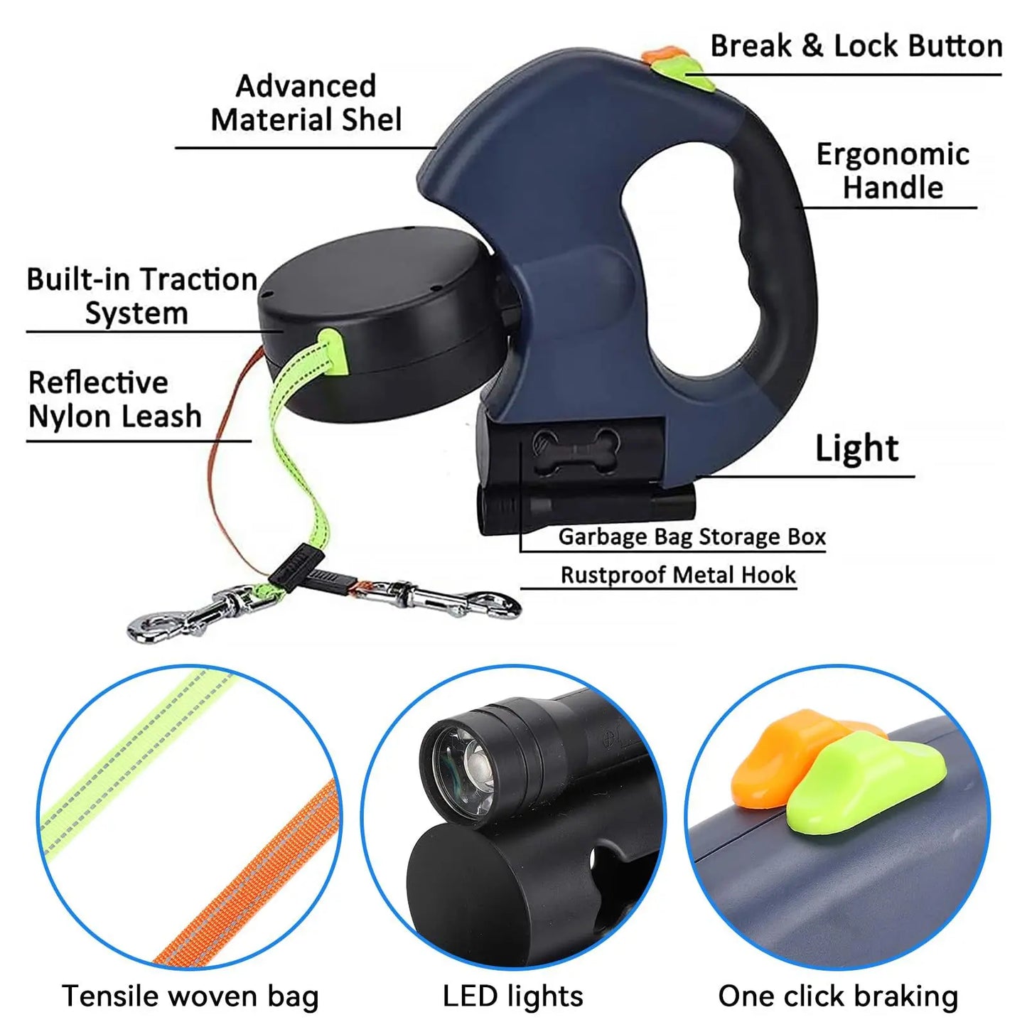 Tangle-Free Dual Dog Leash with 360° Swivel Head – for 2 Medium -Large Dogs (30 Lbs), 10Ft Retractable Leash, Lightweight Anti-Wear Handle, Dogaccessories,Puppy Essentials, No Tangle Leash, Retractable Dual Leash