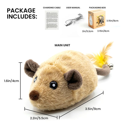 Geoorood USB Rechargeable Random Movement Mouse Toy for Indoor Cats (5V/1A Adapter Required, Not Included)
