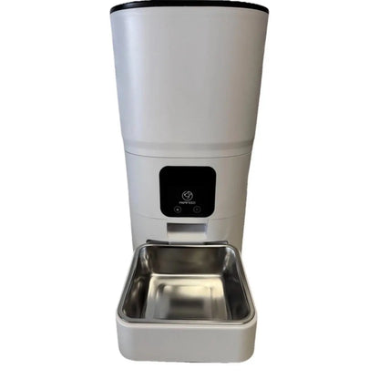 WiFi-Enabled Automatic Pet Feeder for Dogs and Cats - Durable Plastic and Stainless Steel Design, Auto-Dispensing Bowl, Washable Components, Nylon Braided Cord, and Adapter Included