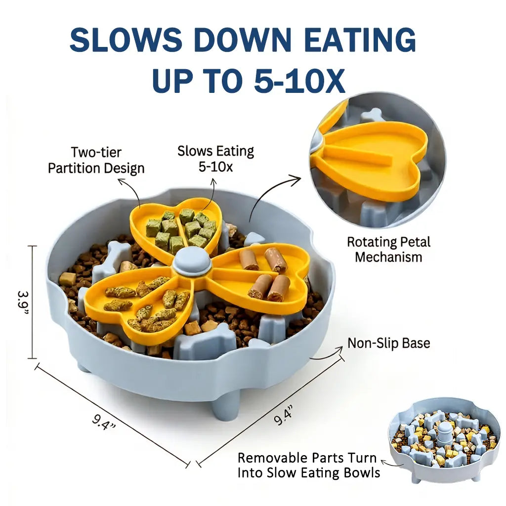 Rotating Slow Feeder Bowls for Dogs, Anti-Choking Puzzle Design, Elevated Non-Slip Interactive Feeding Solution to Prevent Bloat for Medium Breeds