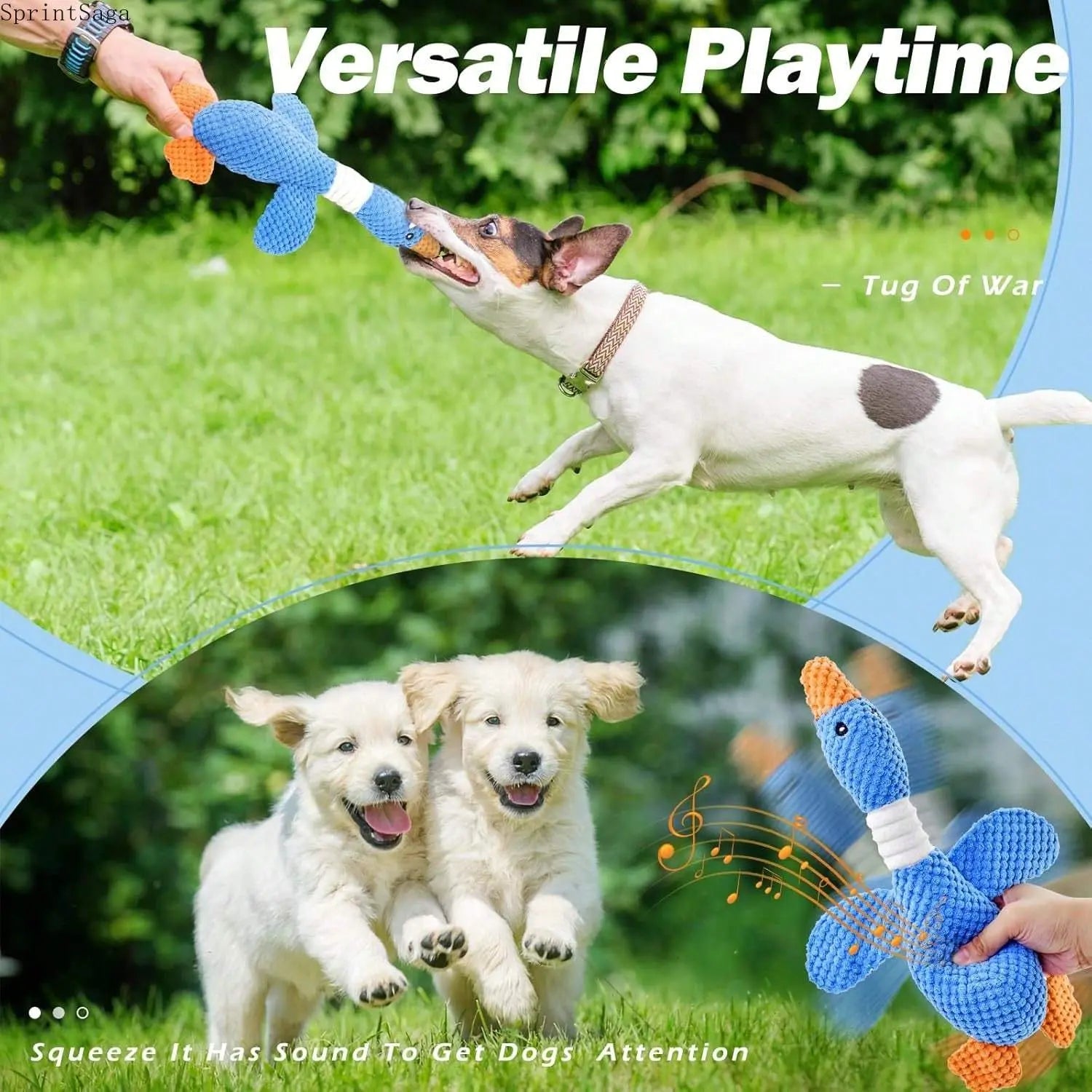 Durable Plush Squeaky Dog Toys for Large Dogs - Interactive Chew Toys in Duck and Platypus Shapes
