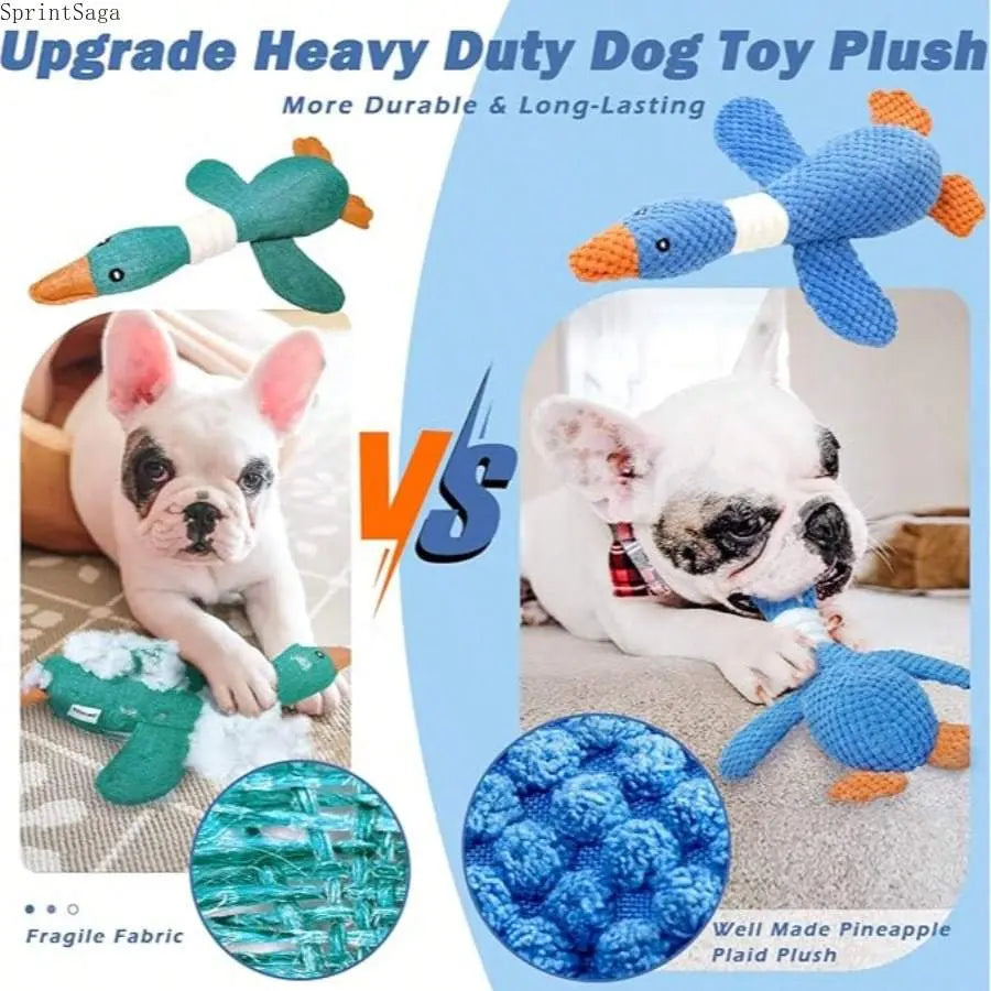 Durable Plush Squeaky Dog Toys for Large Dogs - Interactive Chew Toys in Duck and Platypus Shapes