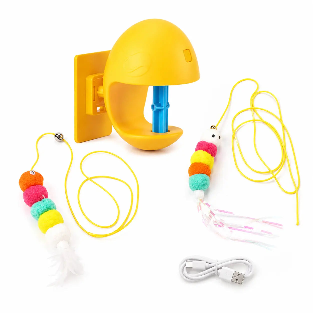 Automatic Cat Toy for Indoor Cats, Wall Mounted Interactive Teaser, Rechargeable Electric Cat Toy with Auto Rebound, Hands-Free Play
