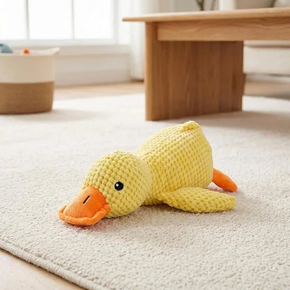 Squeaky Duck Playful Plush Dog Toy - Ultra-Soft Corduroy Tug Chew Toy with Built-In Sound, Durable Safe Interactive Plaything for Dogs & Puppies, Playful Plush Toys, Tug Plush Toys