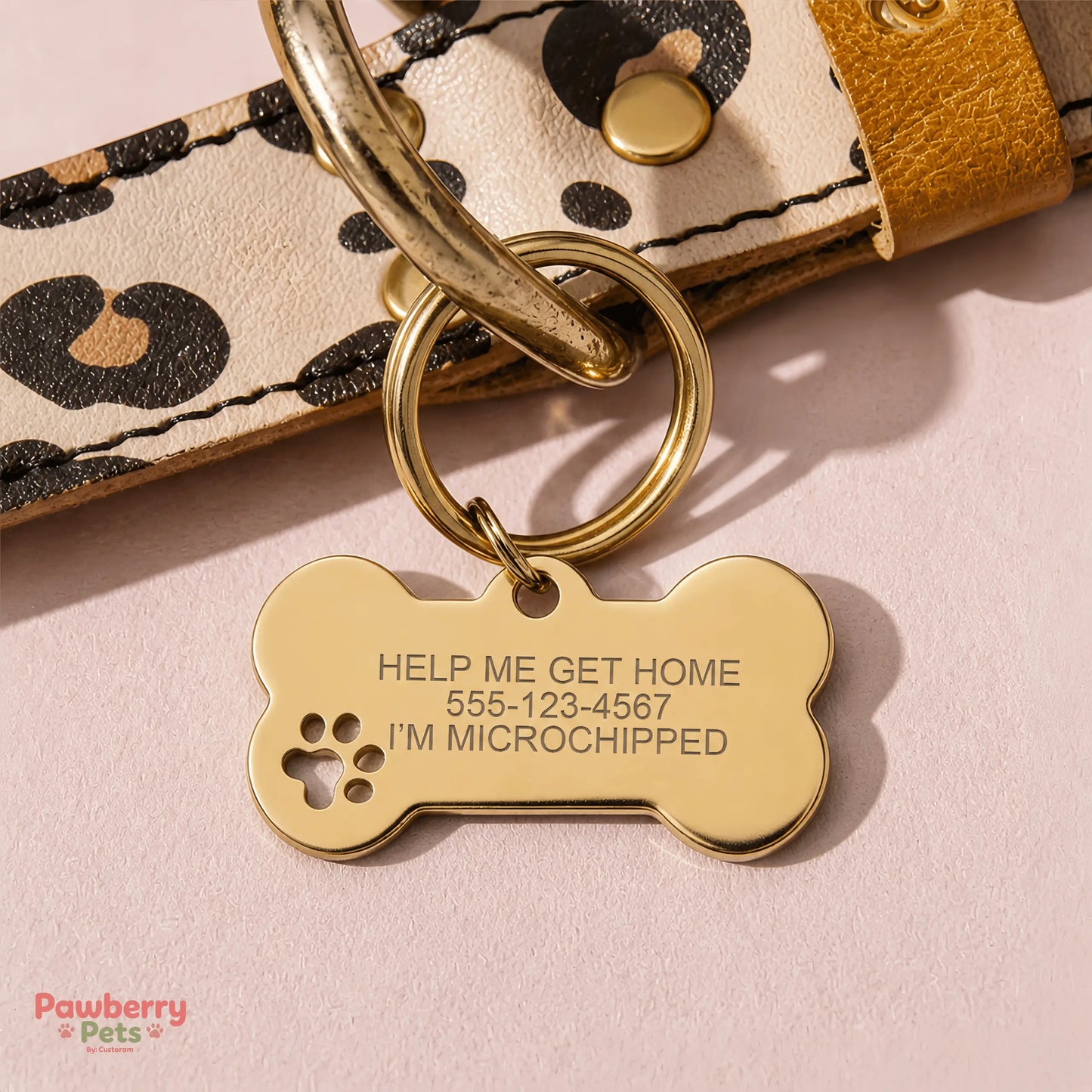 Custom Engraved Stainless Steel Dog Tag, Personalized Bone Pet ID Tag for Dogs & Cats, Metal Collar Name Tag with Split Ring, Pet Accessories