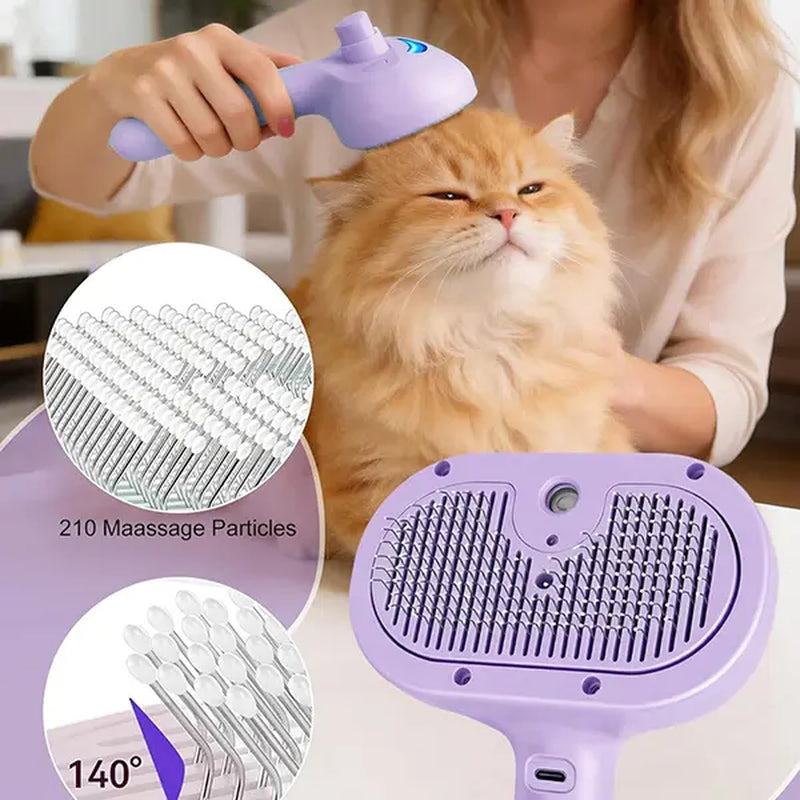 Blue Light Model Steam Brush,Dog Brush, Brush, Pet Spray, Steam Brush, for Dogs and , Anti-Static Hair Removal , Hair , Grooming Tools for Long and Short-Haired Pets, Purple Stuff