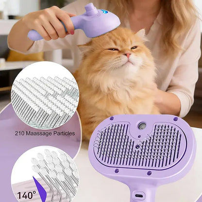 Blue Light Model Steam Brush,Dog Brush, Brush, Pet Spray, Steam Brush, for Dogs and , Anti-Static Hair Removal , Hair , Grooming Tools for Long and Short-Haired Pets, Purple Stuff