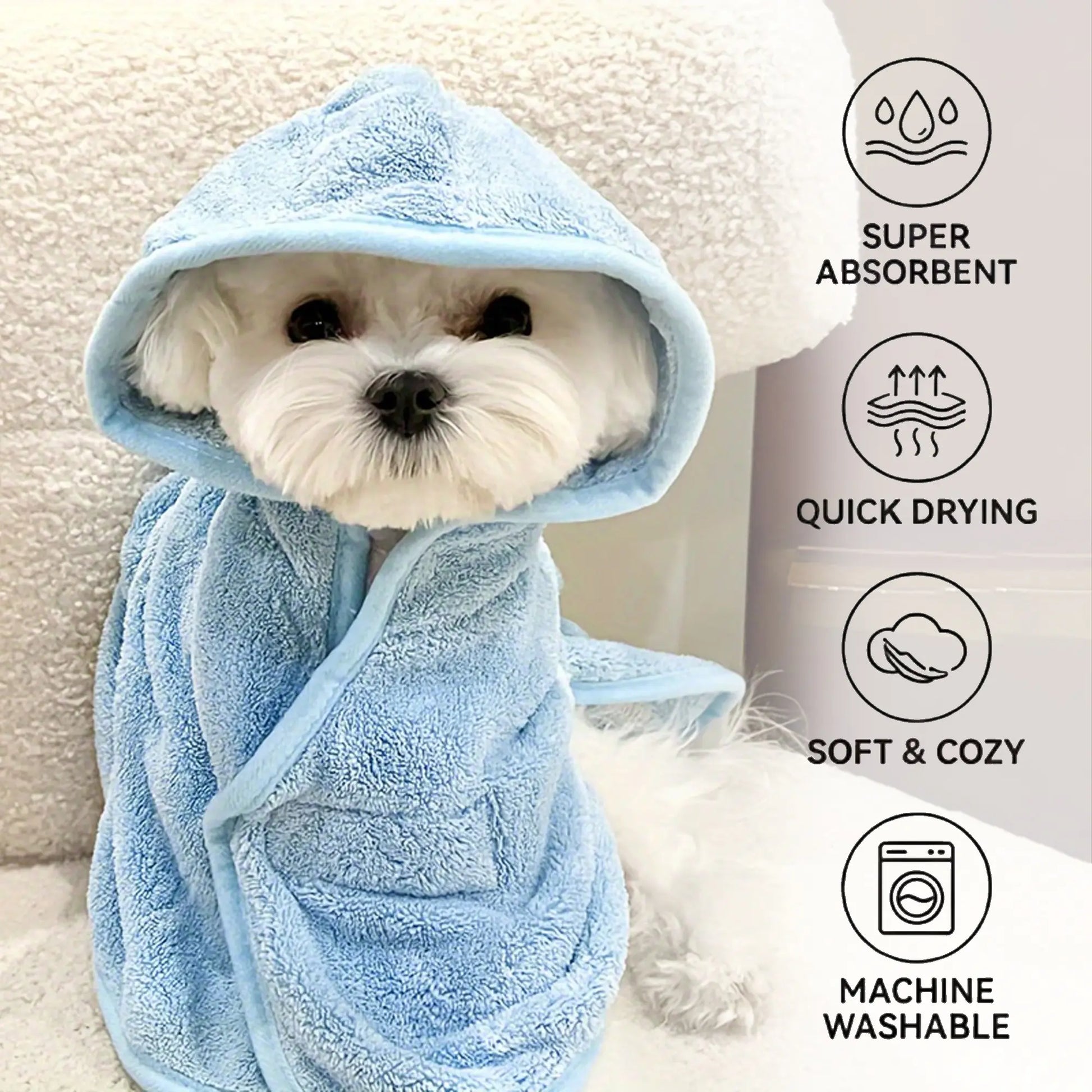 Super Absorbent and Cute Pet Bathrobes for Small Dogs, Puppy and Cats - Quick-Drying, Soft, Comfortable for All Seasons, Absorbent Bath Towels for Cats and Dogs, Quick-Drying Bathrobes with Secure Closure