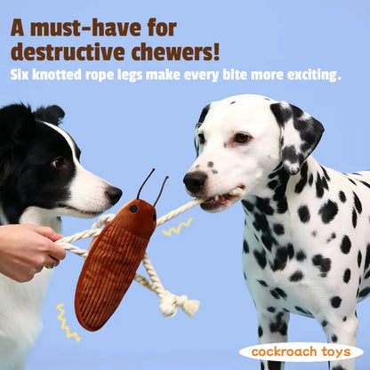 Pet Balloon Cockroach Dog Toy, Interactive Squeaky Plush Chew Toy with Rope Legs, Tug of War Toy for Small Medium Large Dogs, Puppy Enrichment Toy