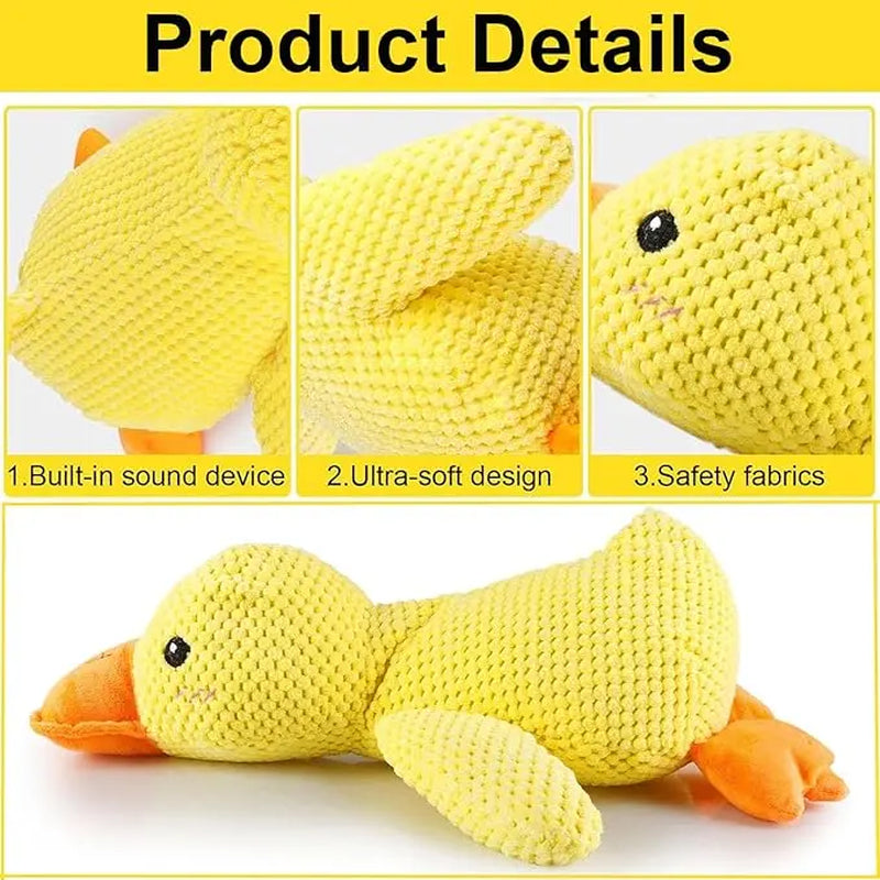 Squeaky Duck Playful Plush Dog Toy - Ultra-Soft Corduroy Tug Chew Toy with Built-In Sound, Durable Safe Interactive Plaything for Dogs & Puppies, Playful Plush Toys, Tug Plush Toys