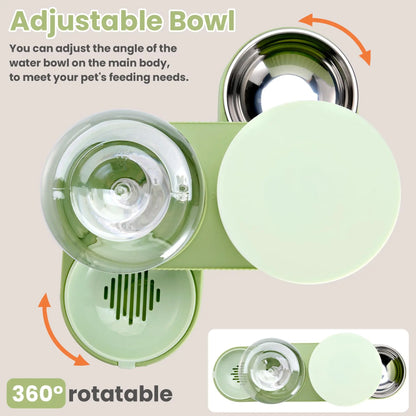 Kacoomi 2-Pack Gravity Food Feeders and Water Dispenser Set for Cats, Large-Capacity with Stainless Steel Bowl for Small Dogs