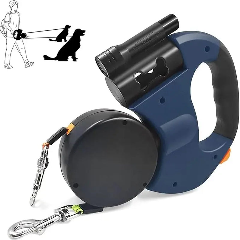 Tangle-Free Dual Dog Leash with 360° Swivel Head – for 2 Medium -Large Dogs (30 Lbs), 10Ft Retractable Leash, Lightweight Anti-Wear Handle, Dogaccessories,Puppy Essentials, No Tangle Leash, Retractable Dual Leash