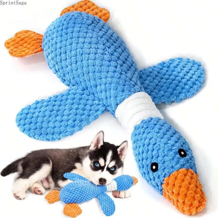Durable Plush Squeaky Dog Toys for Large Dogs - Interactive Chew Toys in Duck and Platypus Shapes
