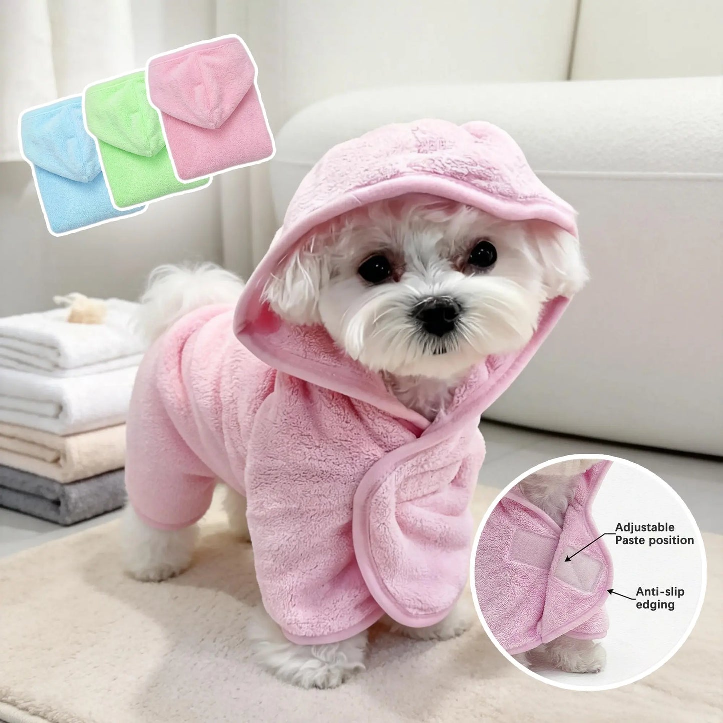 Super Absorbent and Cute Pet Bathrobes for Small Dogs, Puppy and Cats - Quick-Drying, Soft, Comfortable for All Seasons, Absorbent Bath Towels for Cats and Dogs, Quick-Drying Bathrobes with Secure Closure
