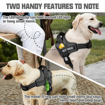【#Summersale】No Pull Dog Harness Straps, Safety Harnesses for Dogs – Soft Padded Service Vest, Reflective, Adjustable, Easy on & off – Ideal for Walking & Training, Fits Small, Medium & Large Dogs