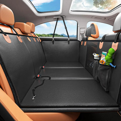 Premium Waterproof Dog Rear Seat Extender and Car Seat Cover, Enhanced Durability and Safety Features, Easy to Clean, Supports Up to 400 Pounds, Foldable Design for Comfort and Convenience