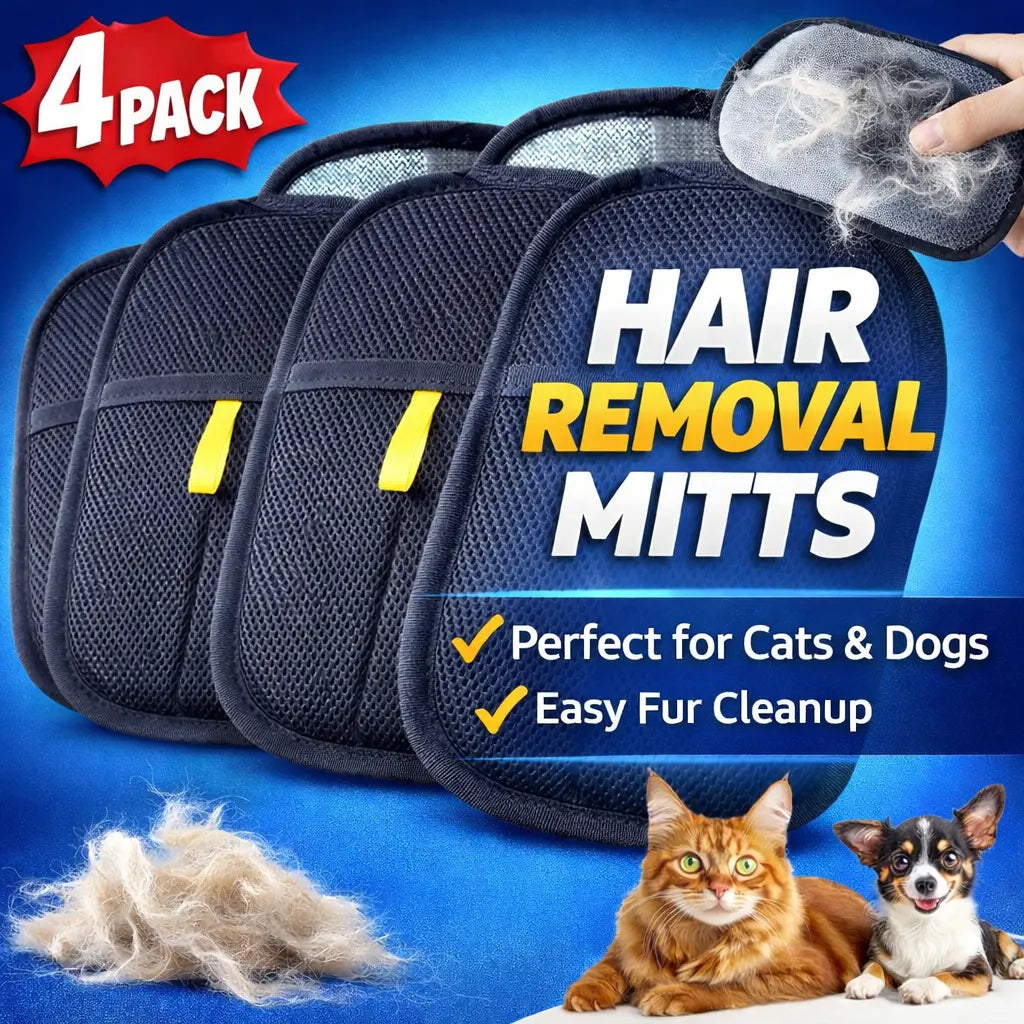 Yeewayveh Reusable Pet Hair Removal Gloves - Multi-Pack Static Fur Cleaning Mitts for Furniture, Bedding, Clothing, and Vehicles