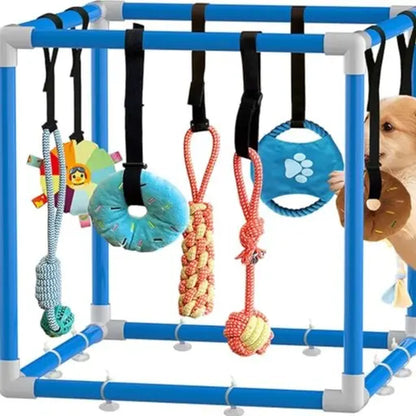 Indoor Puppy Play Gym - Agility Training and Enrichment Aid with Snuffle Mat, 8 Hanging Toys, PVC Frame, and Bite-Resistant Velcro Rope for Small Dogs