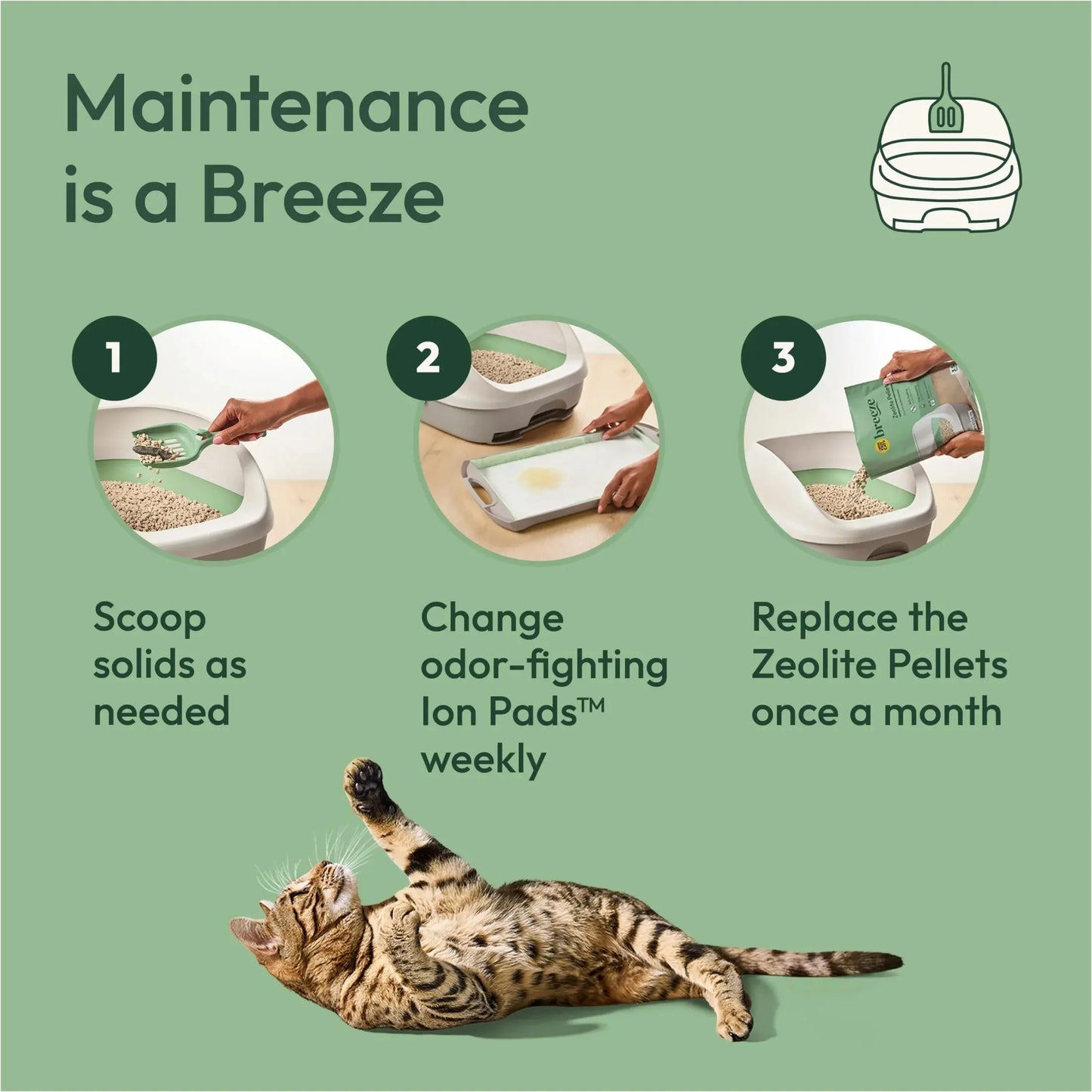 Purina Breeze Cat Litter Box System Kit with Pellet Cat Litter, Litter Box, and Litter Box Pads