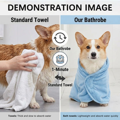 Super Absorbent and Cute Pet Bathrobes for Small Dogs, Puppy and Cats - Quick-Drying, Soft, Comfortable for All Seasons, Absorbent Bath Towels for Cats and Dogs, Quick-Drying Bathrobes with Secure Closure