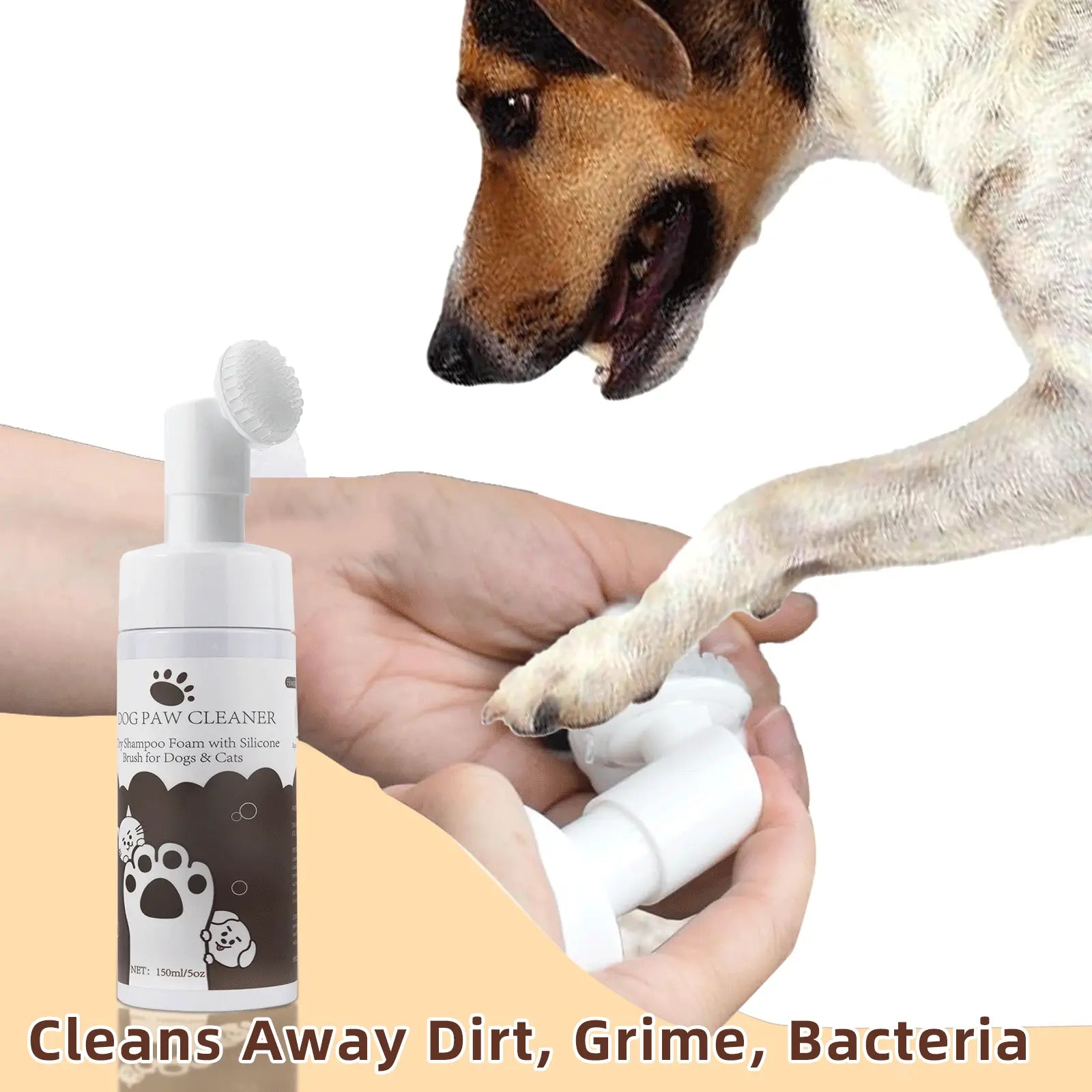 Petpawcare Dog Paw Cleaner 5 Oz No Rinse Balm for Dry Cracked Paws & Nose with Microfiber Towel & Travel Bag for Dogs Cats