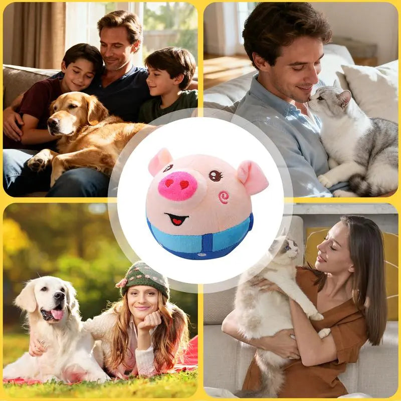 Interactive Jumping Squeaky Pig Dog Toy with Recording and Music Modes - Rechargeable Moving Chew Toy for Small to Medium Dogs