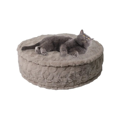 TORYEA PET Cloudnest Plush Dog & Cat Bed - Calm Beige Edition, Ultra Soft Faux Fur, Thick Supportive Joint Support Cushion, Detachable Washable Cover, Non-Slip Bottom, Elegant Home Design, All Ages Deep Sleep Premium All-Season Pet Bed