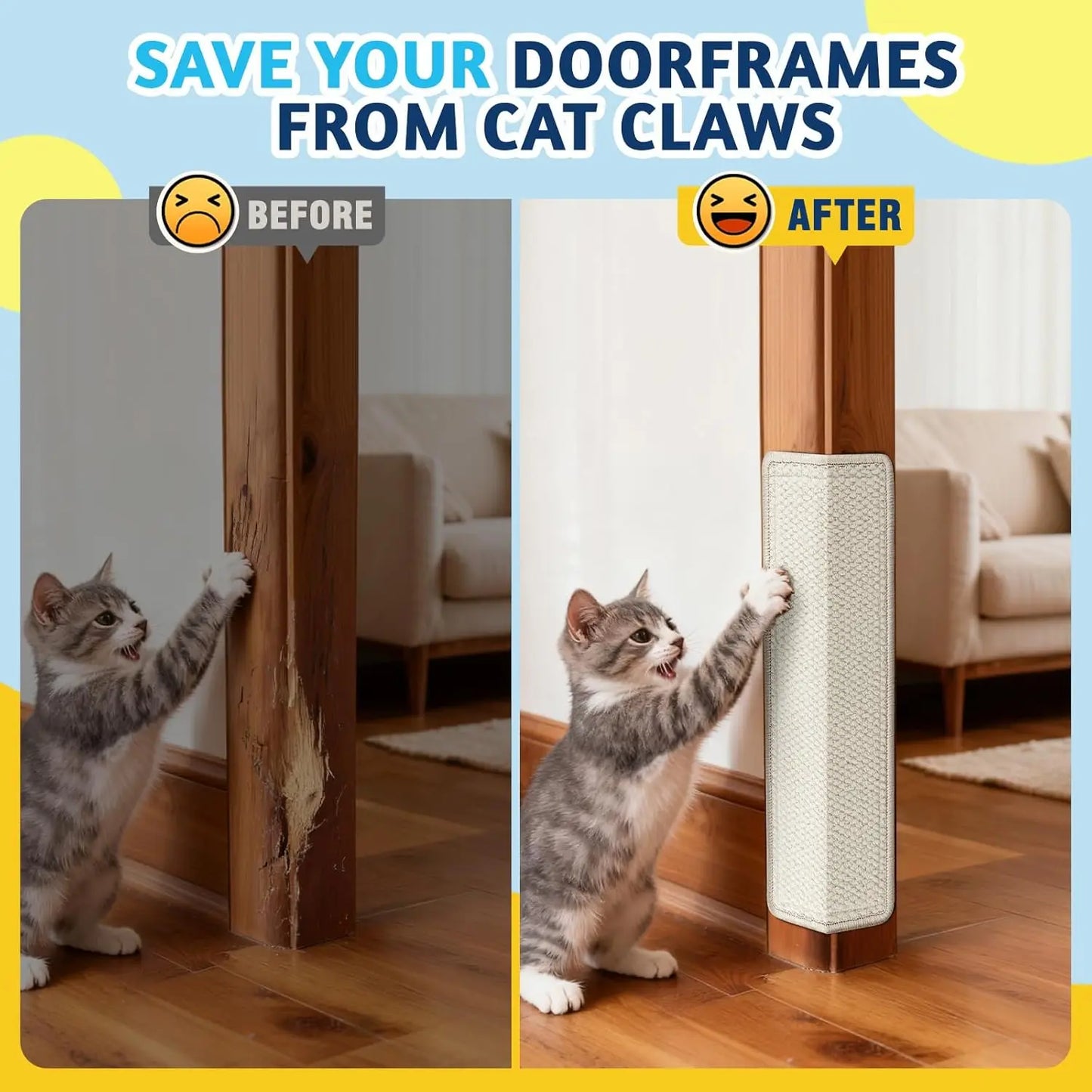 Door Protector for Cats - Eco-Friendly Scratch Mat for Door Frames, Furniture, and Couch Sides, Durable and Safe Solution for Indoor Cats