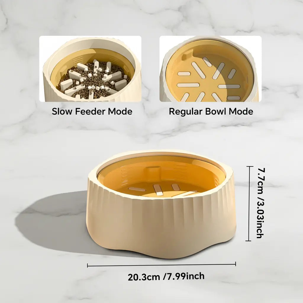 Large Snowflake Maze Slow Feeding Bowl for Dogs - 2-in-1 Design with Removable Insert, Dual Feed Modes, Durable Construction, Easy to Clean, Non-Slip Rubber Base, Promotes Healthy Digestion and Reduces Bloating