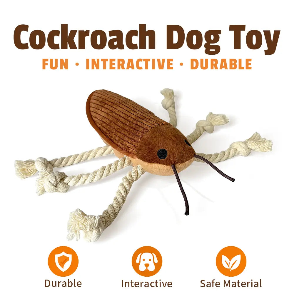 Pet Balloon Cockroach Dog Toy, Interactive Squeaky Plush Chew Toy with Rope Legs, Tug of War Toy for Small Medium Large Dogs, Puppy Enrichment Toy