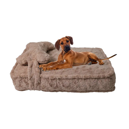 TORYEA PET Cloudnest Plush Dog & Cat Bed - Calm Beige Edition, Ultra Soft Faux Fur, Thick Supportive Joint Support Cushion, Detachable Washable Cover, Non-Slip Bottom, Elegant Home Design, All Ages Deep Sleep Premium All-Season Pet Bed