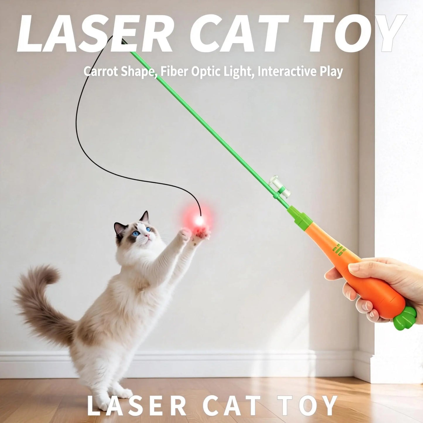 Cat Interactive Carrot Teaser Toy - Cute Light & Laser Toys with Dual Modes to Keep Play Fresh, Type-C Charging for Easy Top-Ups, Ideal for Kitten Playtime