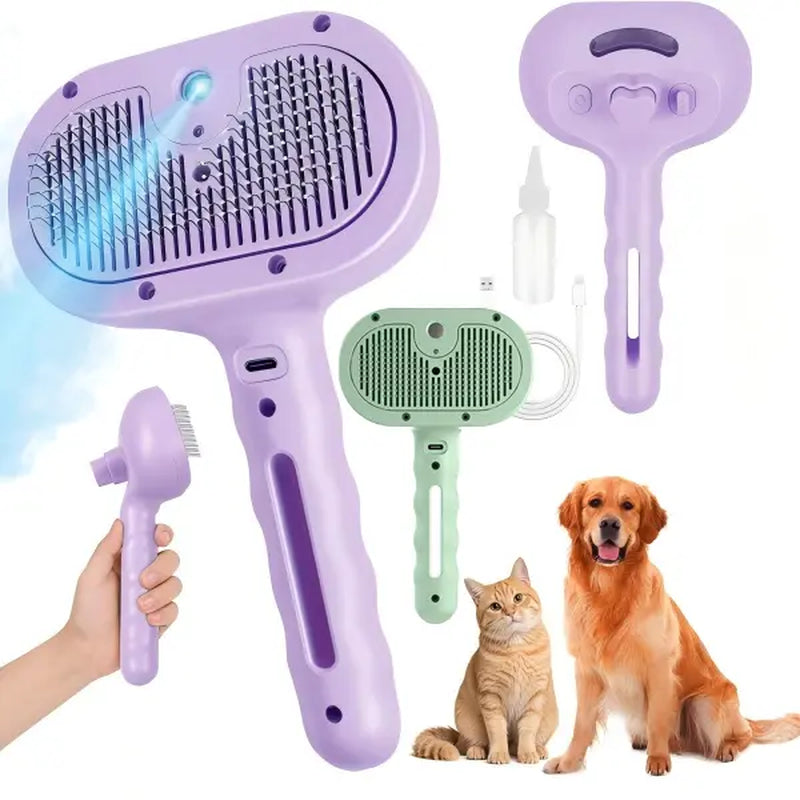 Blue Light Model Steam Brush,Dog Brush, Brush, Pet Spray, Steam Brush, for Dogs and , Anti-Static Hair Removal , Hair , Grooming Tools for Long and Short-Haired Pets, Purple Stuff