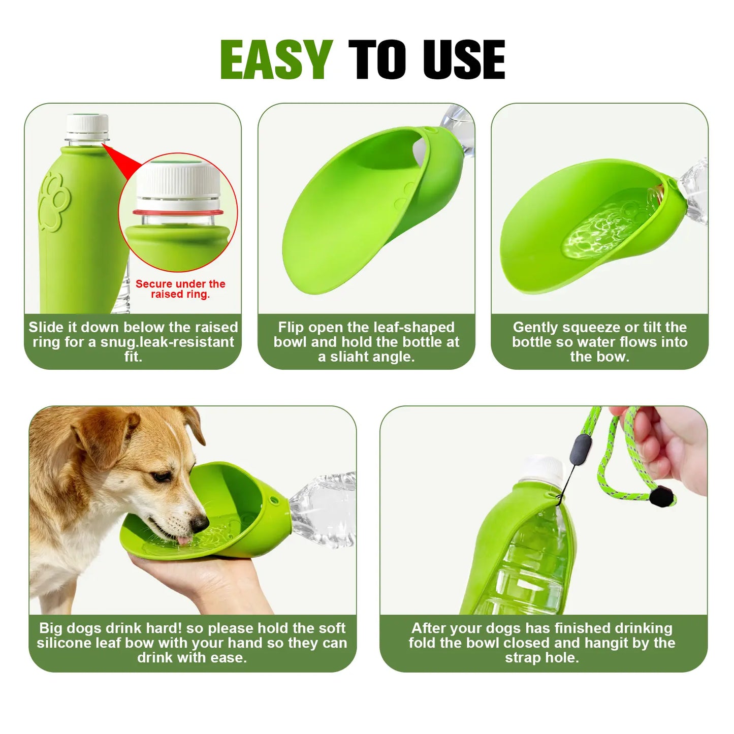 Portable Dog Water Bottle | Foldable Pet Water Bottle with Drinking- Dog Travel Water Dispenser, Dog Stuff Accessories Items, Walking and Hiking, Dealsforyoudays