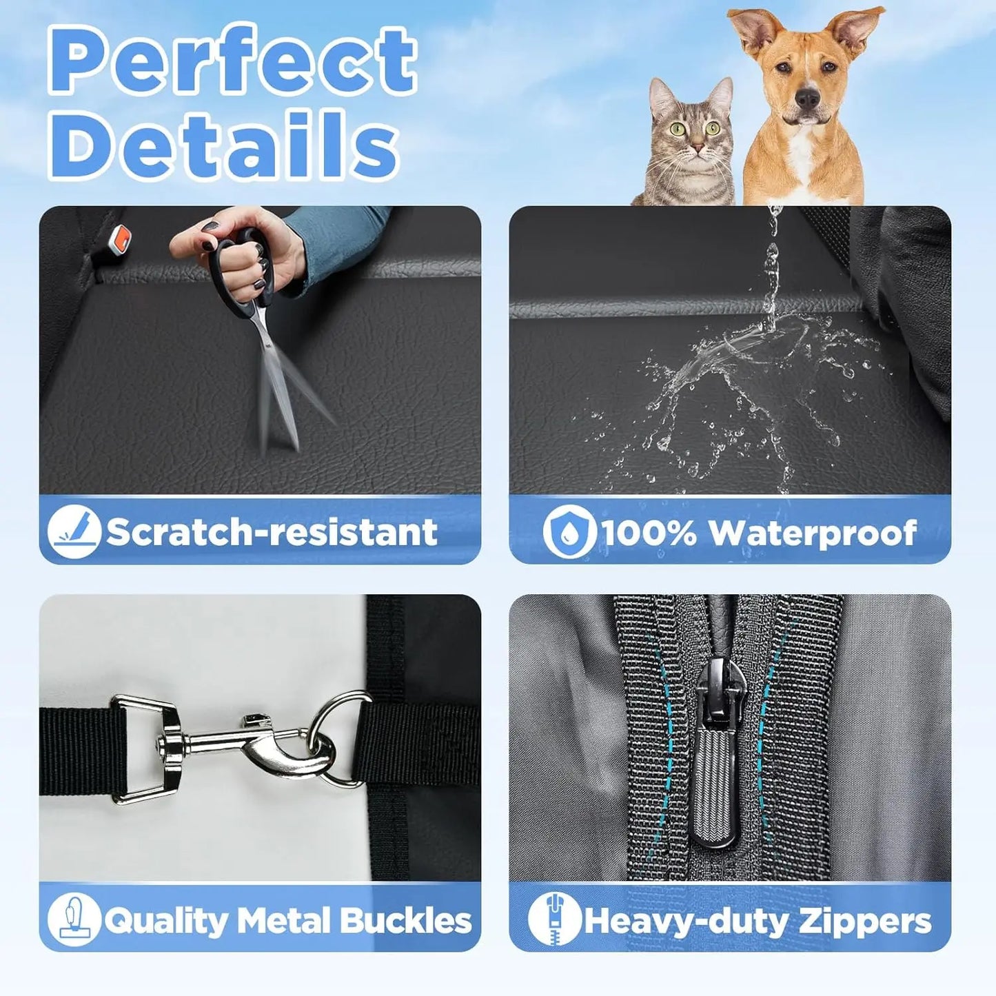Premium Waterproof Dog Rear Seat Extender and Car Seat Cover, Enhanced Durability and Safety Features, Easy to Clean, Supports Up to 400 Pounds, Foldable Design for Comfort and Convenience