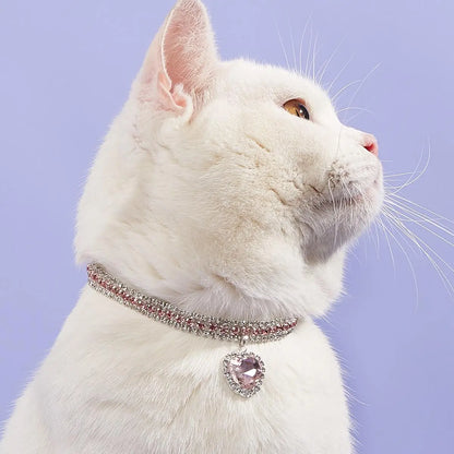 Heart Shaped Artificial Diamond Pet Collar, Aesthetic Cute Cat Collar, Cat and Dog Accessory