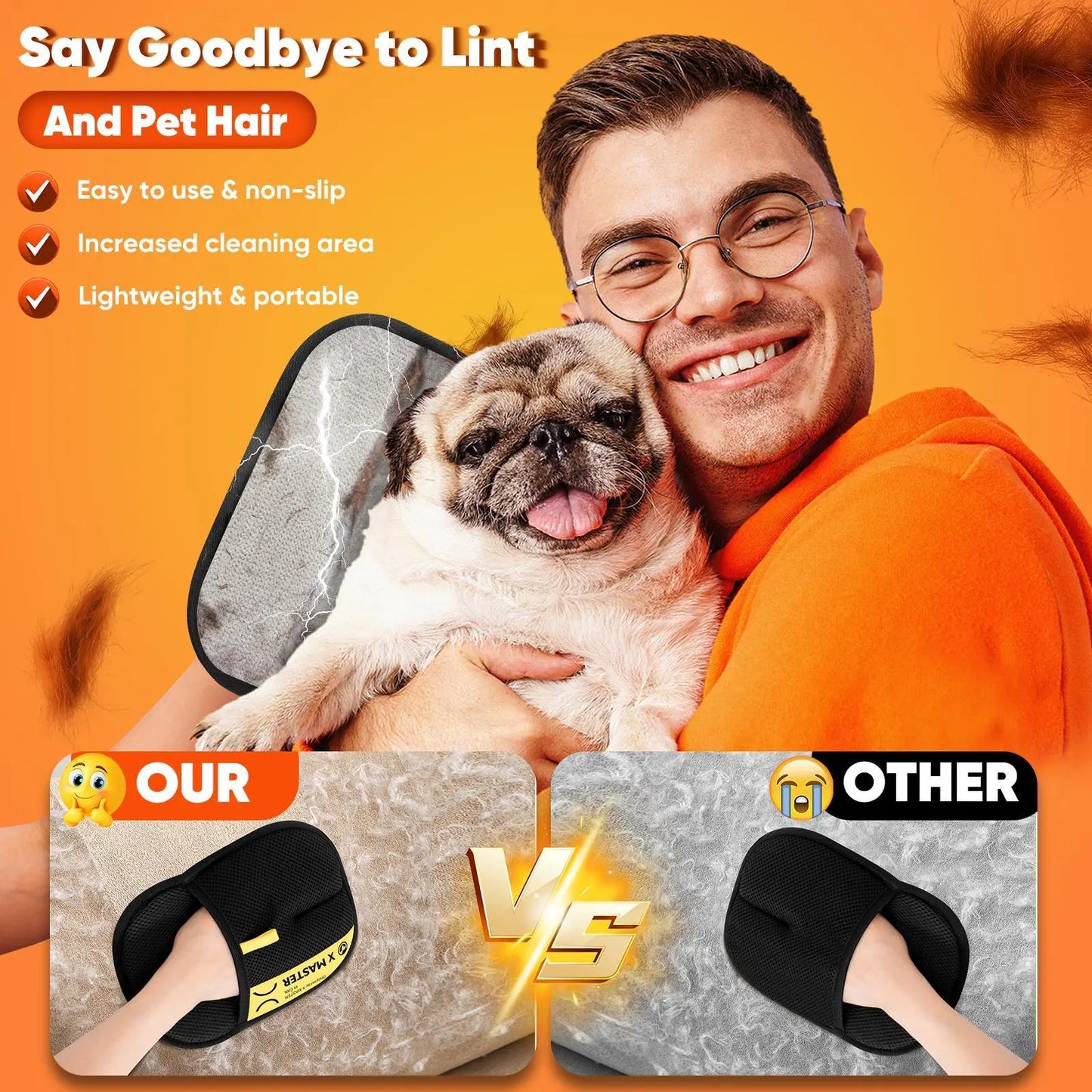 [Dealsforyoudays]Upgrade Pet Hair Remover Electrostatic Gloves-1Pcs,Reusable Pet Hair Removal Glove for Cats & Dogs, Premium Cat & Dog Hair Remover Mitt for Couch Furniture Carpet Car Seat, # Summervibes