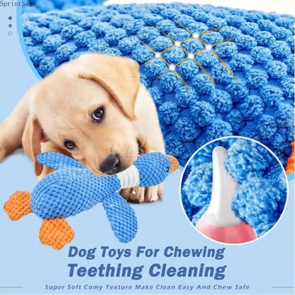 Durable Plush Squeaky Dog Toys for Large Dogs - Interactive Chew Toys in Duck and Platypus Shapes