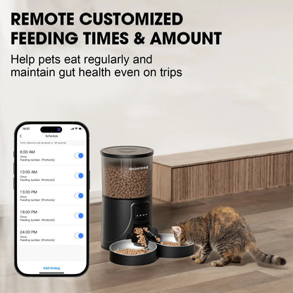 Geoorood Automatic Cat Feeder with Camera, 1080P HD Video, 2.4G Wifi Smart Pet Feeder with One-Way Audio, 4L Large Capacity, Dual Bowl Design for Cats and Small/Medium Dogs#Dealsforyoudays #Summerwins