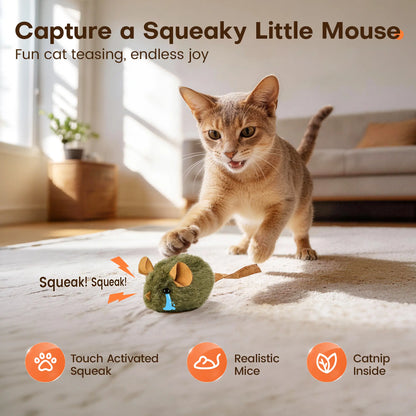 Potaroma 3-Pack Plush Cat Toys with Catnip - Squeaky Interactive Play for Kittens, Adults, and Senior Cats