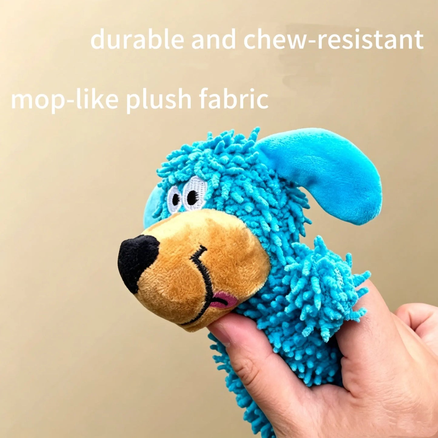 Interactive Plush Squeaky Mop Dog Toy for Small and Medium Dogs - Durable Chew and Teething Toy for Puppies, Promotes Self-Entertainment and Reduces Boredom