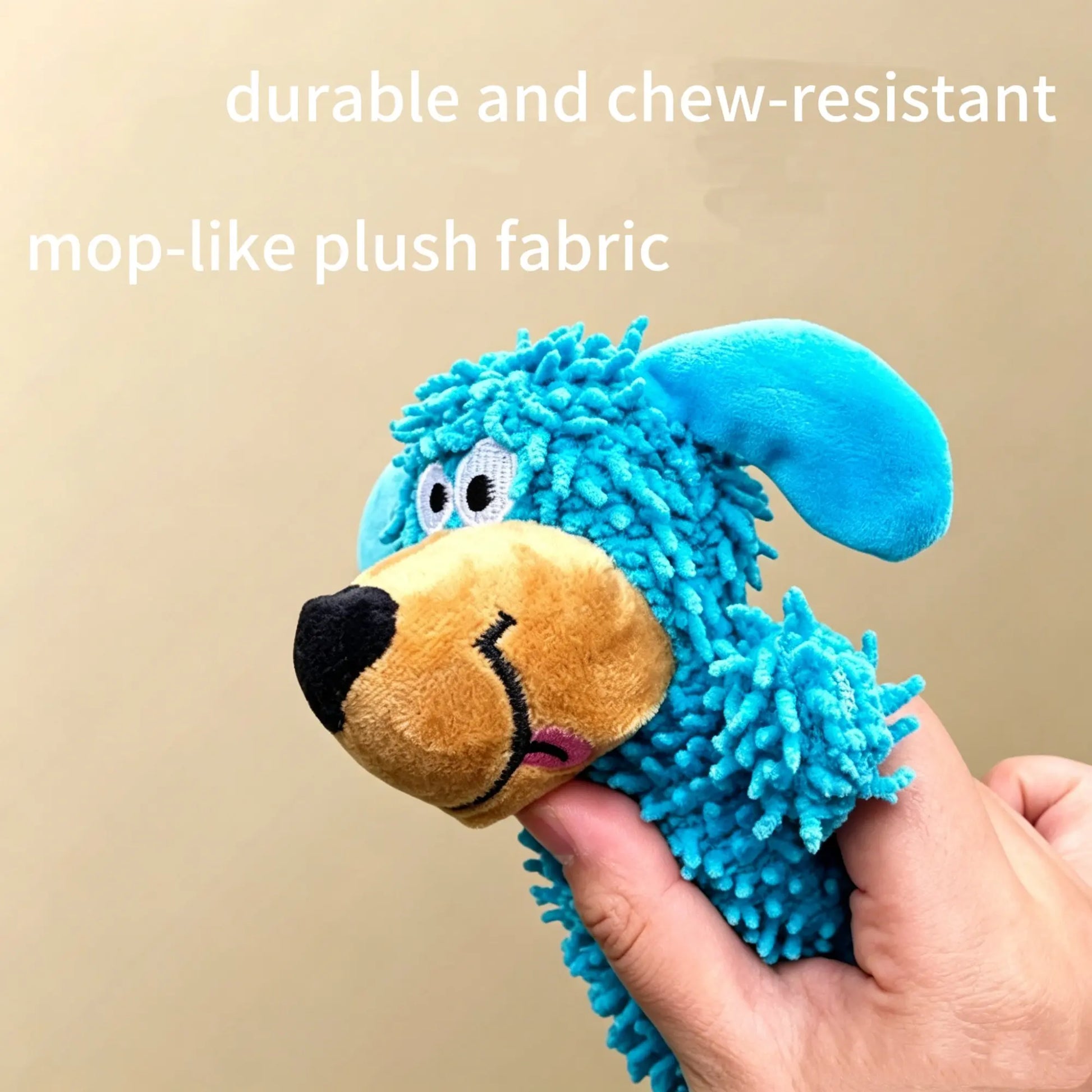 Interactive Plush Squeaky Mop Dog Toy for Small and Medium Dogs - Durable Chew and Teething Toy for Puppies, Promotes Self-Entertainment and Reduces Boredom