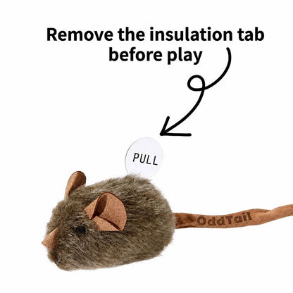 Oddtail 3-Pack Interactive Plush Cat Toys with Catnip - Touch Activated Chirping Grey Mice for Indoor Play and Boredom Relief