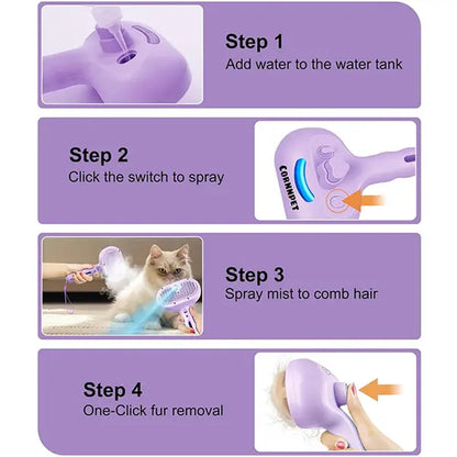 Blue Light Model Steam Brush,Dog Brush, Brush, Pet Spray, Steam Brush, for Dogs and , Anti-Static Hair Removal , Hair , Grooming Tools for Long and Short-Haired Pets, Purple Stuff