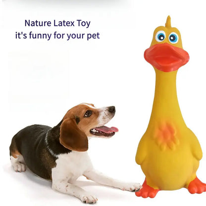 Durable Interactive Latex Dog Toy - Large Mouth Duck with Squeaker for Chewing and Play